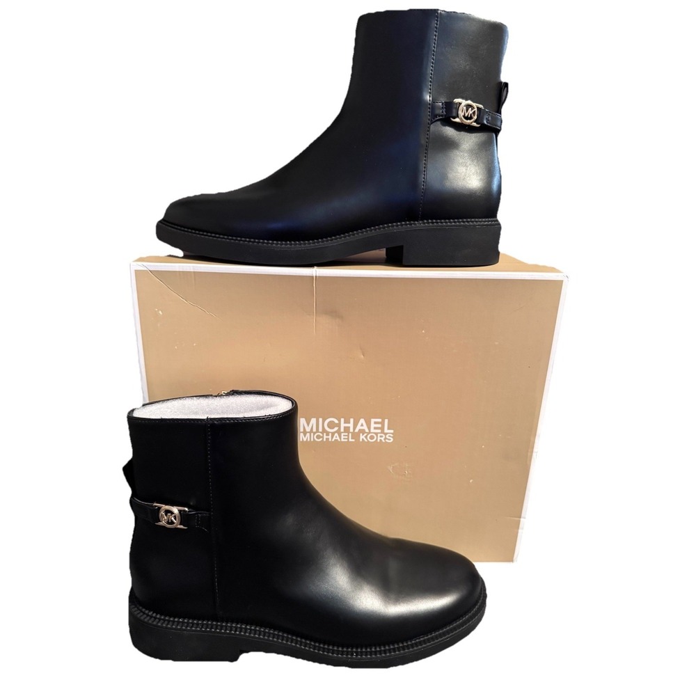 NIB ❤️ Michael Kors Mandy Boots Women Size 7M MSRP $150 Black Faux Leather Ankle